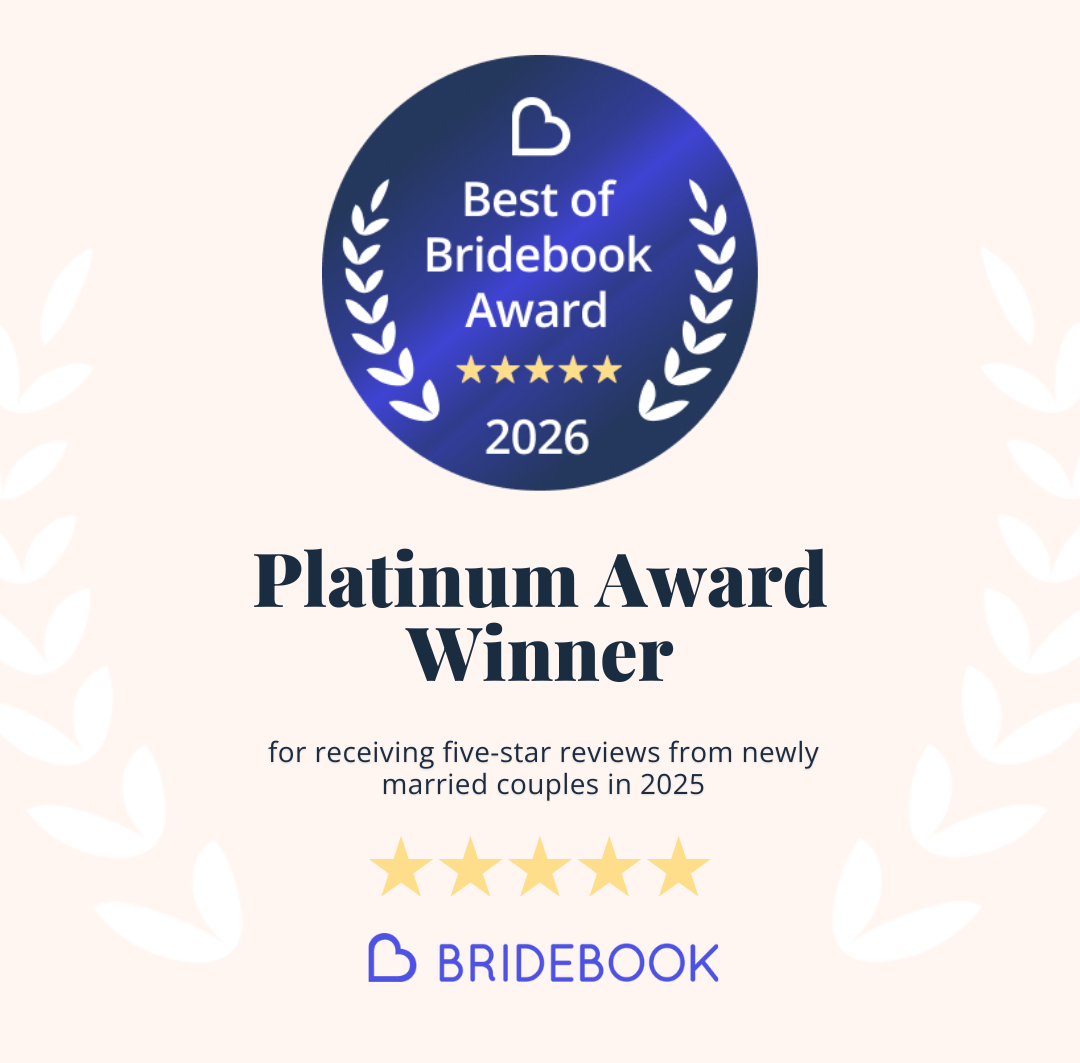 Bridebook Platinum Award Winner for Wedding DJ Services.