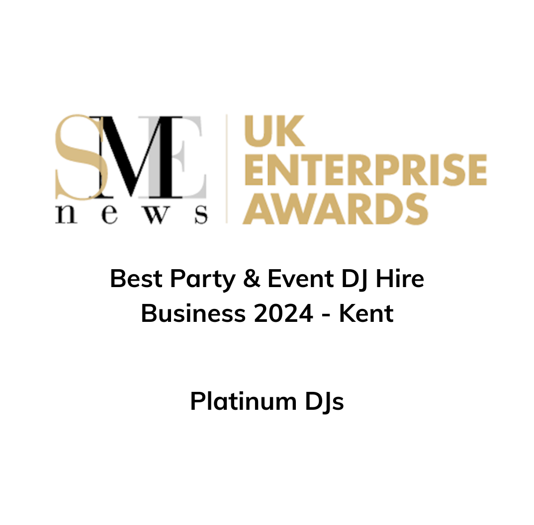 SME News UK Enterprise Awards - Best Party & Event DJ Hire Business 2024 - Kent - Platinum DJs