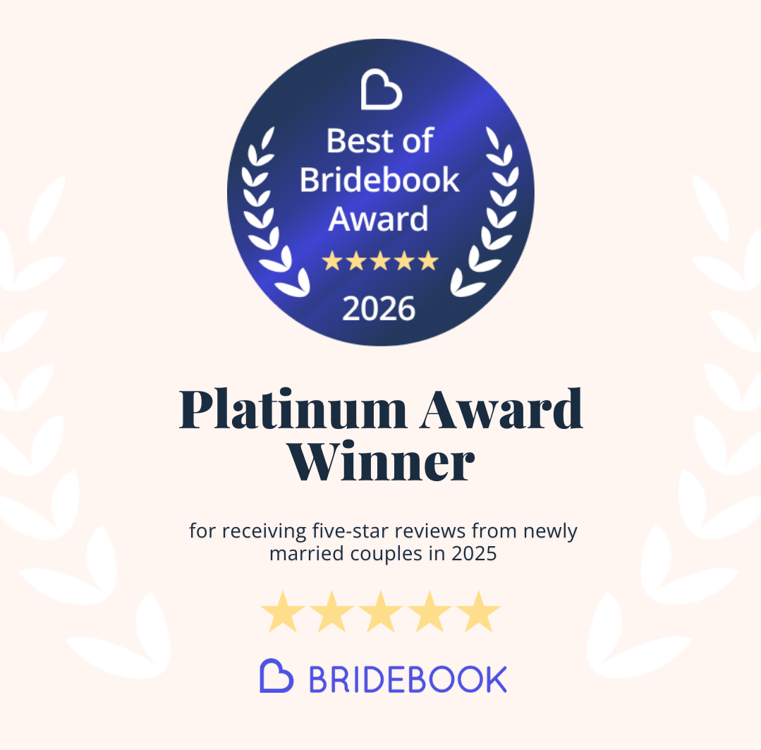 Bridebook Platinum Award Winner for Wedding DJ Services.