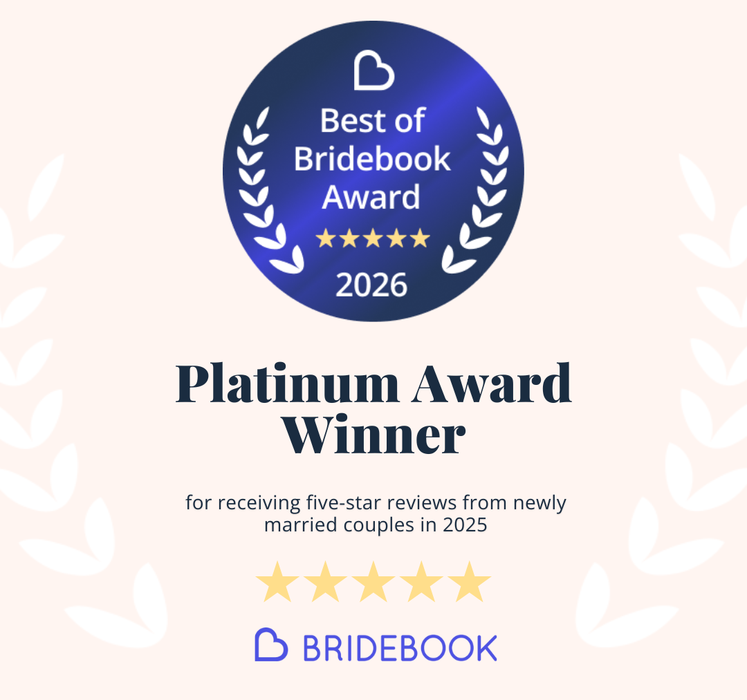 Bridebook Platinum Award Winner for Wedding DJ Services.